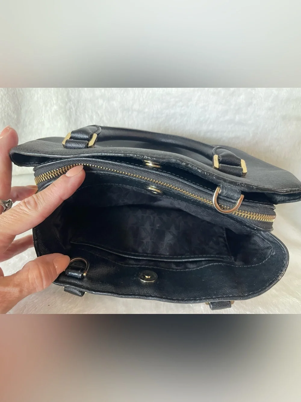 Michael Kors  handbag or Crossbody black leather purse  gold hardware